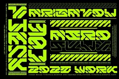 未来工业机械赛博科幻机甲海报标题LOGO设计英文字体安装包 Aero Flux | Modern Cyber Mecha Font