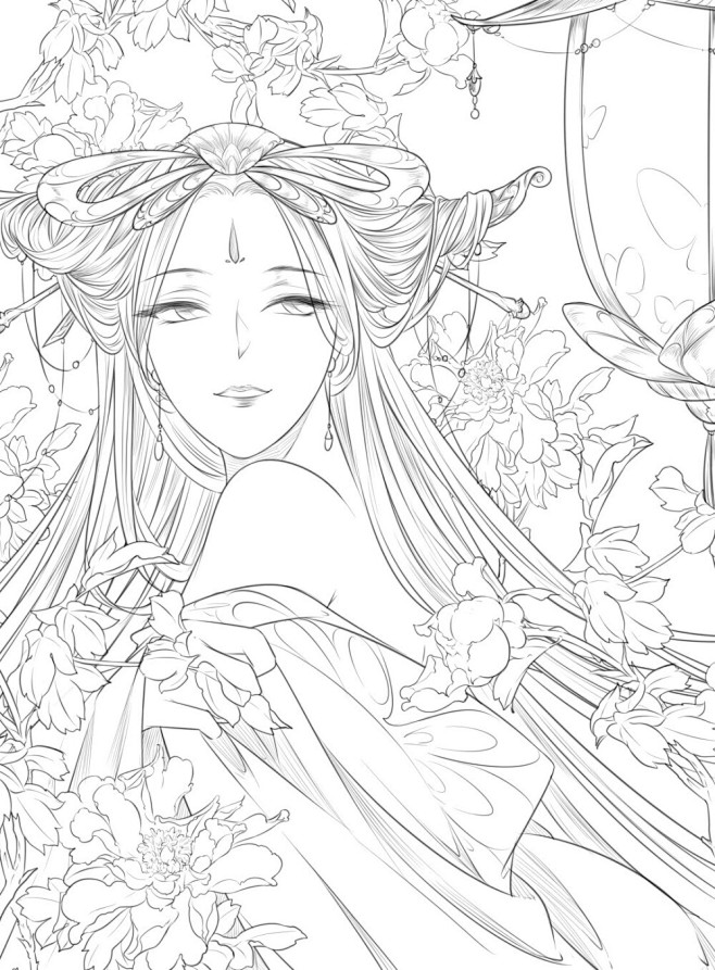 cg云之翼从随心的转采于2020-05-26 17:52:47思美人线稿cg云之翼同采