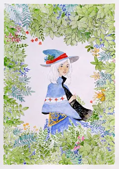 森林小魔女-cuiweibin_水彩,手绘_涂鸦王国插画
