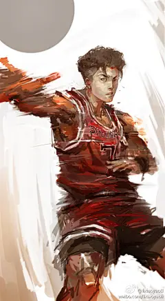 【永恒的经典Slam Dunk】这套帅气的插画作品来自@lixiaoyaoII 怀念啊逝去的青春！