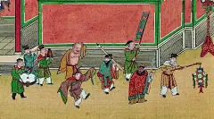 【书画欣赏】 正月十五 共赏古画中的「元宵佳节」国家博物馆馆藏巨作难得一见！_民间_画面_明宪宗 :  这幅画记录了明宪宗（明朝第8位皇帝朱见深）在皇宫中欢度元宵节的恢弘场景，图卷非常壮观。
看到高声叫卖的货郎，明宪宗大悦，命令画师将这一场景记录下来，这才有了我们现在所看到的《宪宗元宵行乐图》。 …