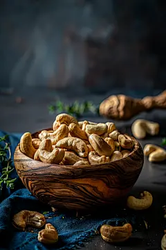 坚果原料盐焗腰果摄影图