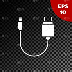 白色,分离着色,暗色,充电器,图标,透明,概念,技术,现代,设计