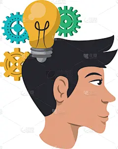 男人,光,电灯泡,好主意,嵌齿,分离着色,轮廓,白色,创造力,效率