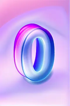 3D镭射潮流酸性数字0模型元素