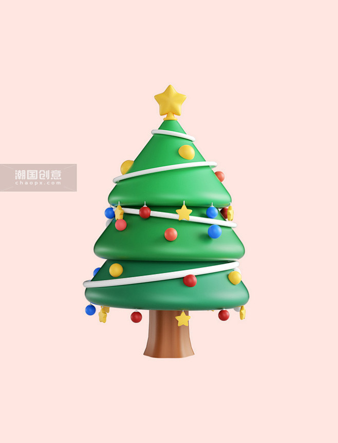 3d圣诞圣诞节C4D装饰元素圣诞树图片_...