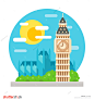 Big Ben clock tower flat design landmark illustration vector