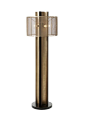 Mid Century curved fluted side black and bronzed steel floor lamp with a brass mesh shade. Dimensions: 20" W x 20" D x 61" H - UL & CE approved - Maximum 40W Bulbs