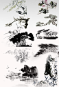 中国传统水墨画PSD分层素材_PSD中国元素_素材中国16素材网