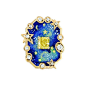 【2014Chanel香奈儿巴黎古董双年展】“Vendôme Comète”戒指，黄18K金和“大明火”珐琅，镶嵌1颗1.5克拉的枕形切割黄钻，以及明亮式切割钻石。