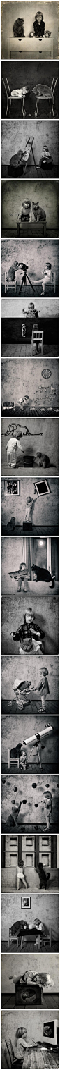 小女孩与猫咪的异想世界，来自俄国摄影师Andy Prokh