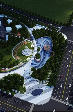 2022城市中心公园su模型lumion8场景现代曲线公园儿童景观SU模型
