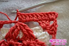 钩针方形图案“钻石”花