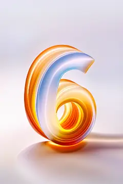 AI数字艺术3D玻璃数字6元素-众图网
