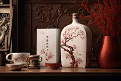 高级白瓷酒水酒瓶白酒酒图片摄影图