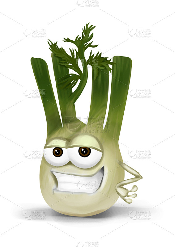 茴香绿色动画片人的眼睛酷一半的闭着眼睛可爱的蔬菜清新