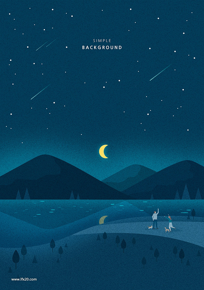 四季美景野营夜空海边流星雪景插画