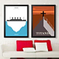 Titanic 经典欧美电影泰坦尼克简约海报装饰画有框挂画 优凡画品