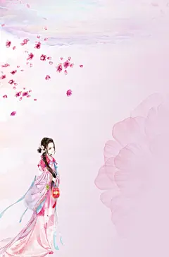 中国古风手绘唯美人物风景背景海报PSD分层模板 PS合成设计素材 (157)