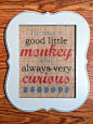 Curious George  Burlap Wall Art Unframed 8 by BeccasBitsandPieces, $15.00