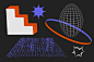 复古酸性抽象磨损做旧3D立体几何图形网格噪点ai设计素材PNG图案-淘宝网