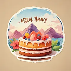 一块蛋糕插画卡通风格贴纸