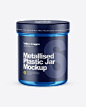 Metallic Jar Mockup - Front View (High-Angle Shot) #cap #frontview #highangleshot #jar #matte #metallic #mockup #pack #package #plastic #screwcap #transparent