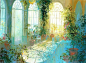 阳光庭院，画风好赞的说！作者：法国画家 Laurent Parcelier