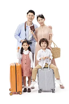 父母带着孩子去旅游