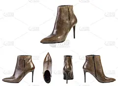 春季棕色女鞋靴白色背景，网上