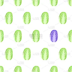 手绘无缝图案与中国绿色和紫色的纳帕卷心菜为背景设计。向量孤立的插图。