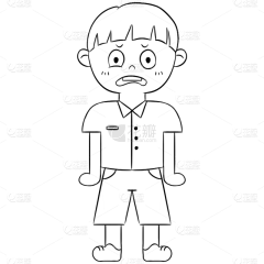 手绘-线稿简笔画孩童元素贴纸