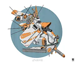 以汉字为灵感的机甲载具设计，
汉字在形体上由图形变为笔画，
象形变为象征，复杂变为简单。 ​
人物插画.概念设计师
Sheng Lam ​​​​