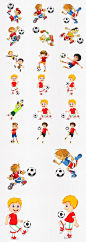 卡通运动踢足球小男孩PNG素材