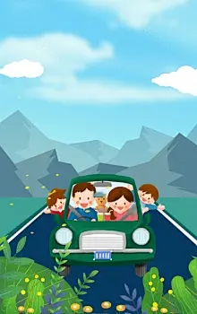 立春家人游玩海报背景