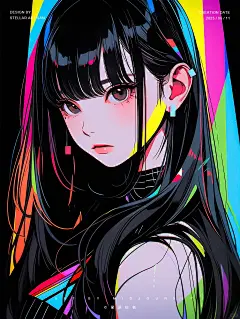 数字插画 丨 几何人像 丨 长发女生头像 - 小红书