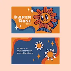 复古美式动画片风格名片模板矢量图设计素材