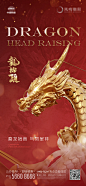 地产红金霸气龙抬头节气海报