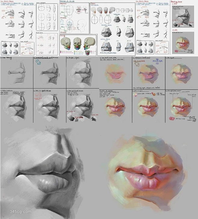 cg原画插画视频教程 超写实五官绘画视频...