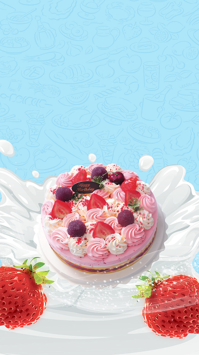草莓牛奶蛋糕背景背景图_新图网 http...