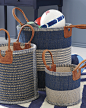 Huntington Baskets : More than just colorful catchalls, these are vibrant designs with a purpose – they’re woven entirely by hand to support a women’s collective in India. Substantial and sturdy, this collection is available in 3 sizes, all with cutout le