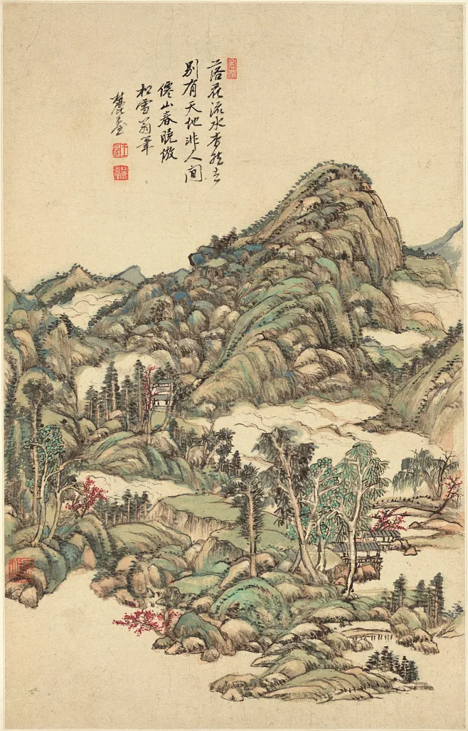 清_王原祁_王原祁-山水十二开画册_9-花瓣网