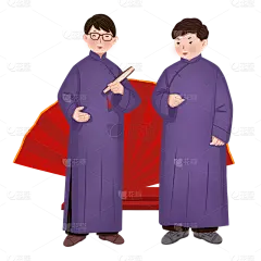 手绘-相声元素-讲相声