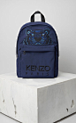 Large Tiger Canvas Backpack, NAVY BLUE, KENZO