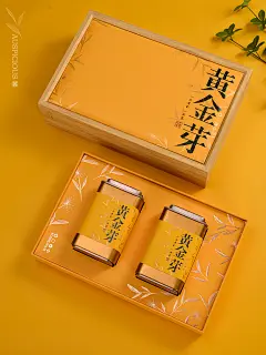 2023新款高档黄金芽茶叶包装盒空礼盒仿竹纹三两装礼盒装空盒定制-淘宝网