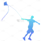 SVG-放风筝人物剪影贴纸