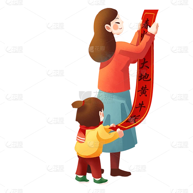 中国风小年女性元素贴纸