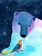 夜晚星辰下的熊bear和小鸟_插画视觉 _轻杂志_at.YOKA自由表达，随心阅读