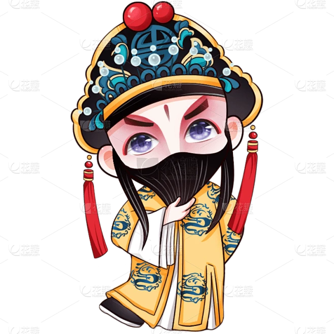 京剧生角文化人物创意贴纸素材-花瓣网