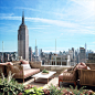 commercial penthouse march tower new york city stair terrace skyline Office desk